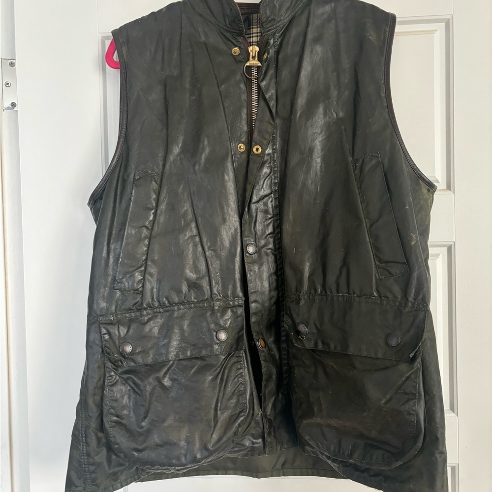 BARBOUR - WESTMORLAND WAX COTTON VEST/WAISTCOAT - Olive Green - Large -Fresh Wax